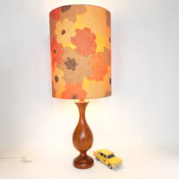 Turned Mahogany Lamp & Shade