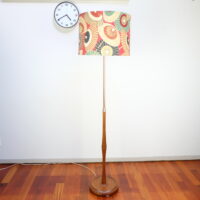Mid Century Standing Lamp, Teak & Copper
