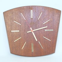 Mid-Century Wall Clock - Teak & Brass