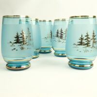 Blue Glass Drinking Glasses - Set of Five