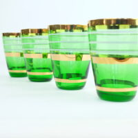 Large Shot Glasses - Dark Green with Gold Gilt