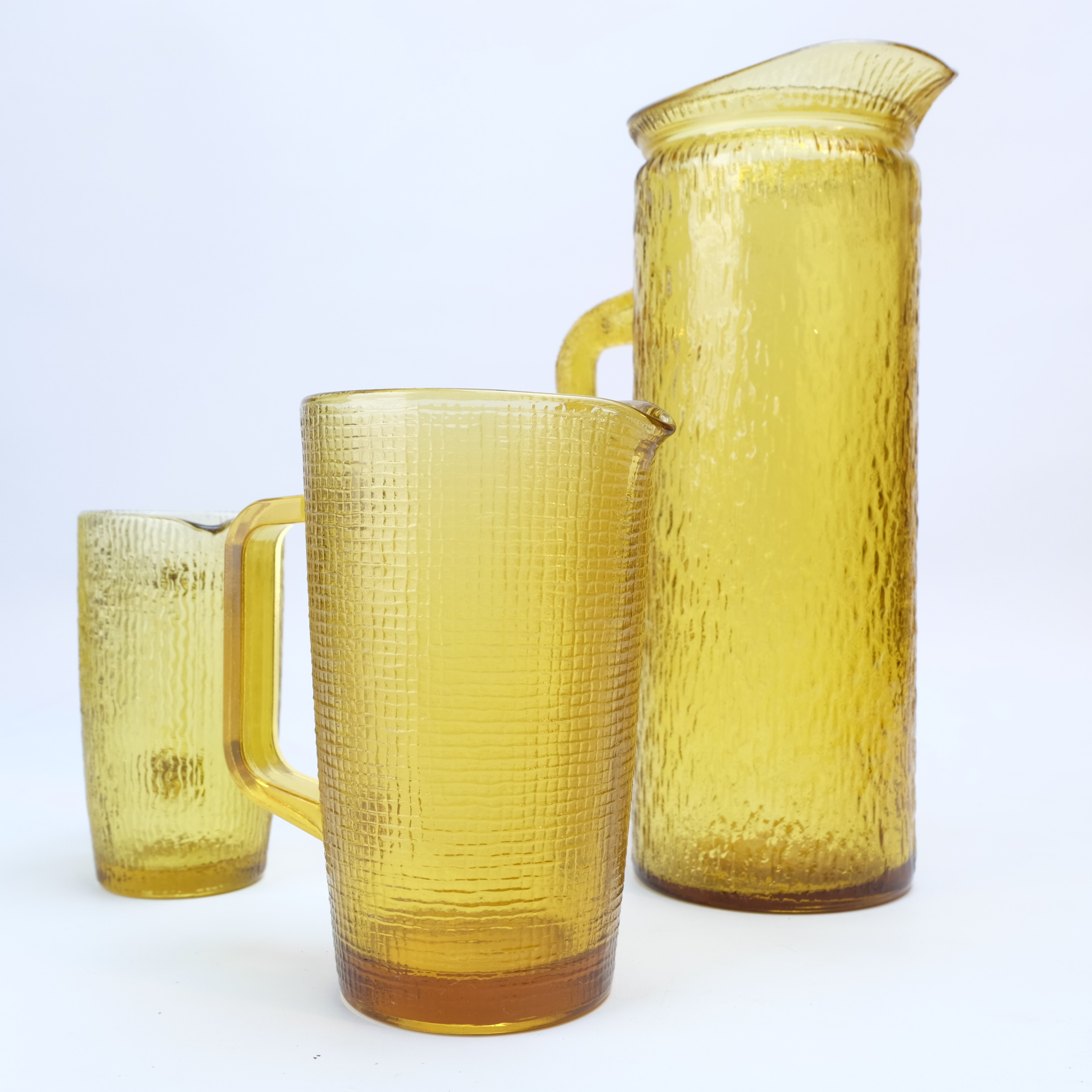Amber Glass Jugs – Set of Three